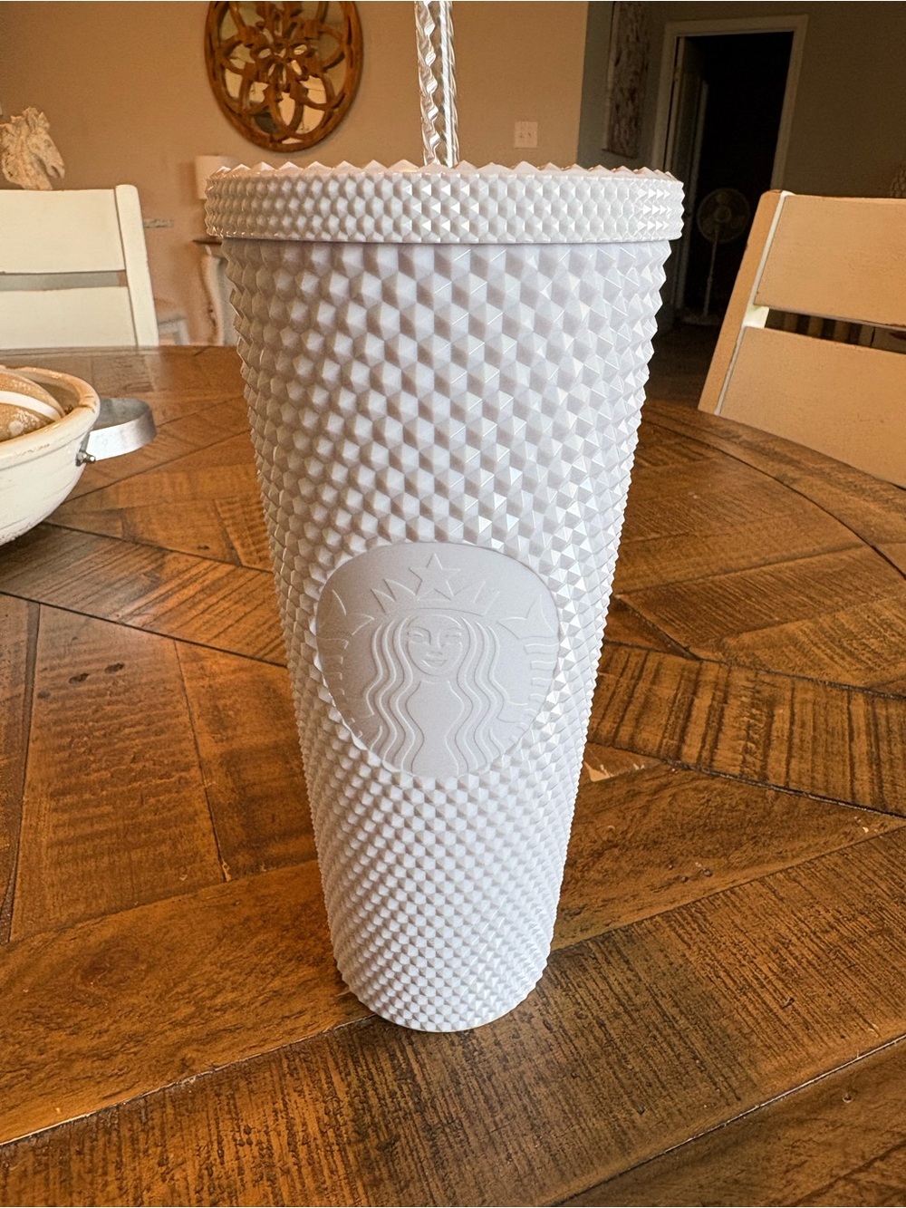 Starbucks White Studded Cold Cup with Lid and Straw